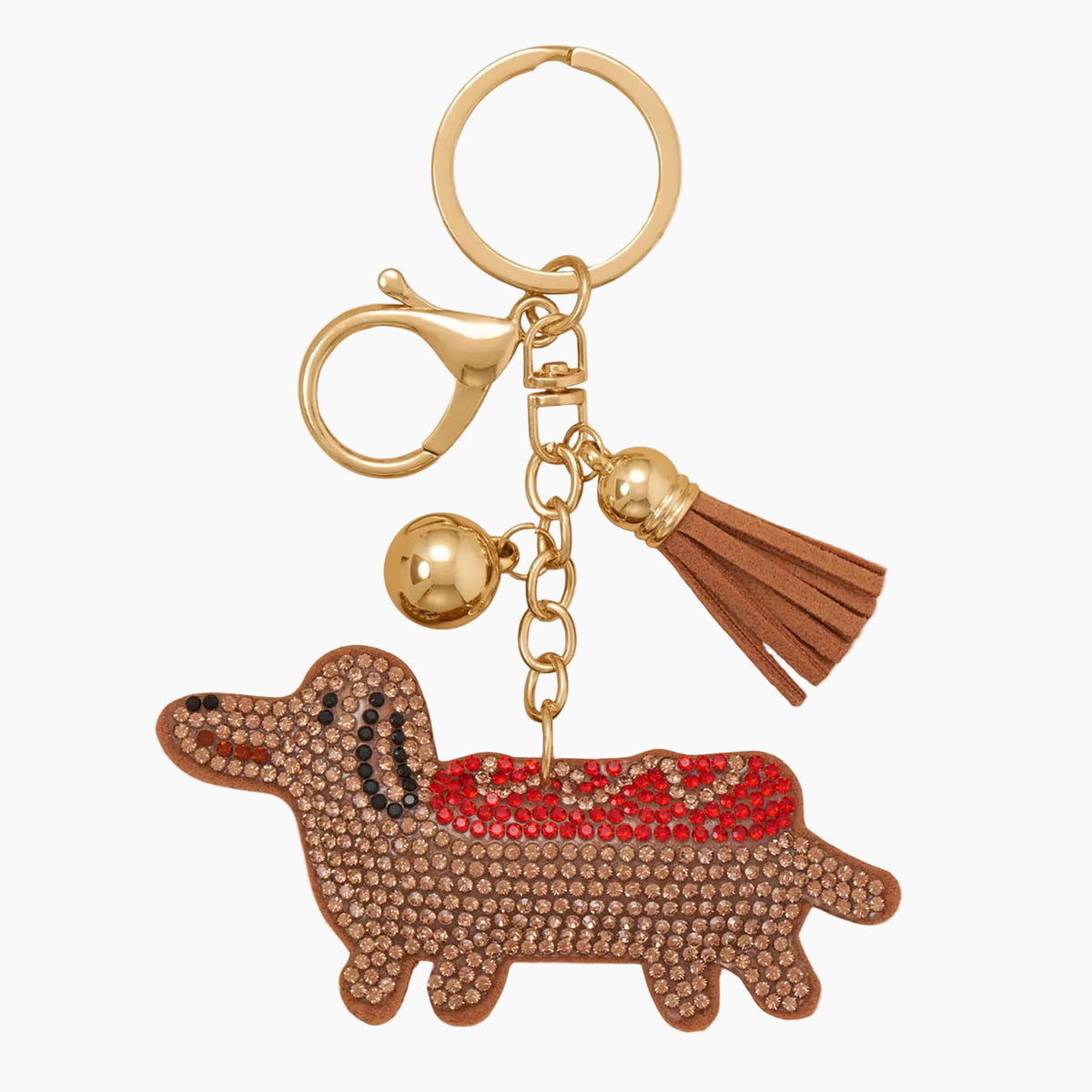 Hot Dog Dachshund Crystal Bag Charm