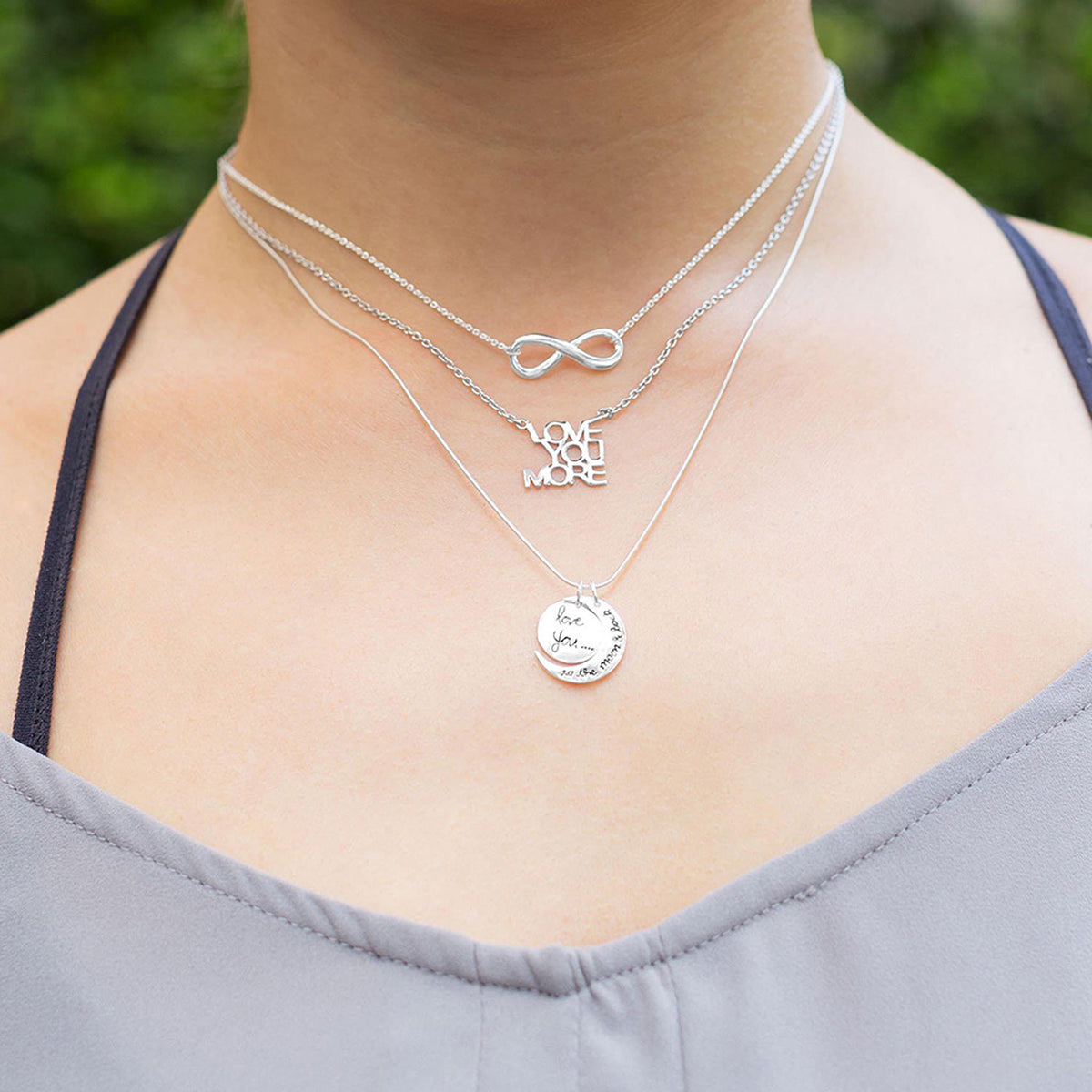 Infinity Symbol Necklace on Neck