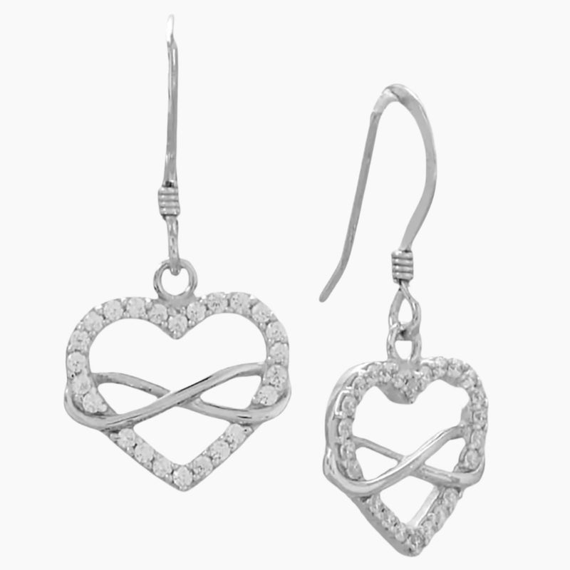 Infinity Symbol with Zirconia Heart Earrings