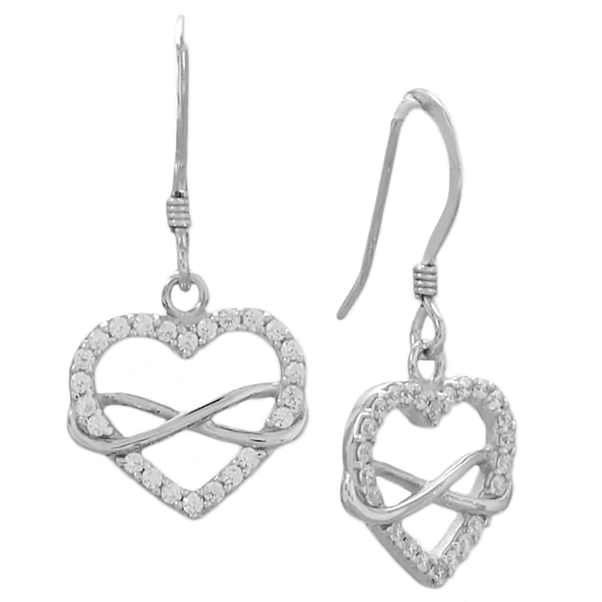 Infinity Symbol with Zirconia Heart Earrings
