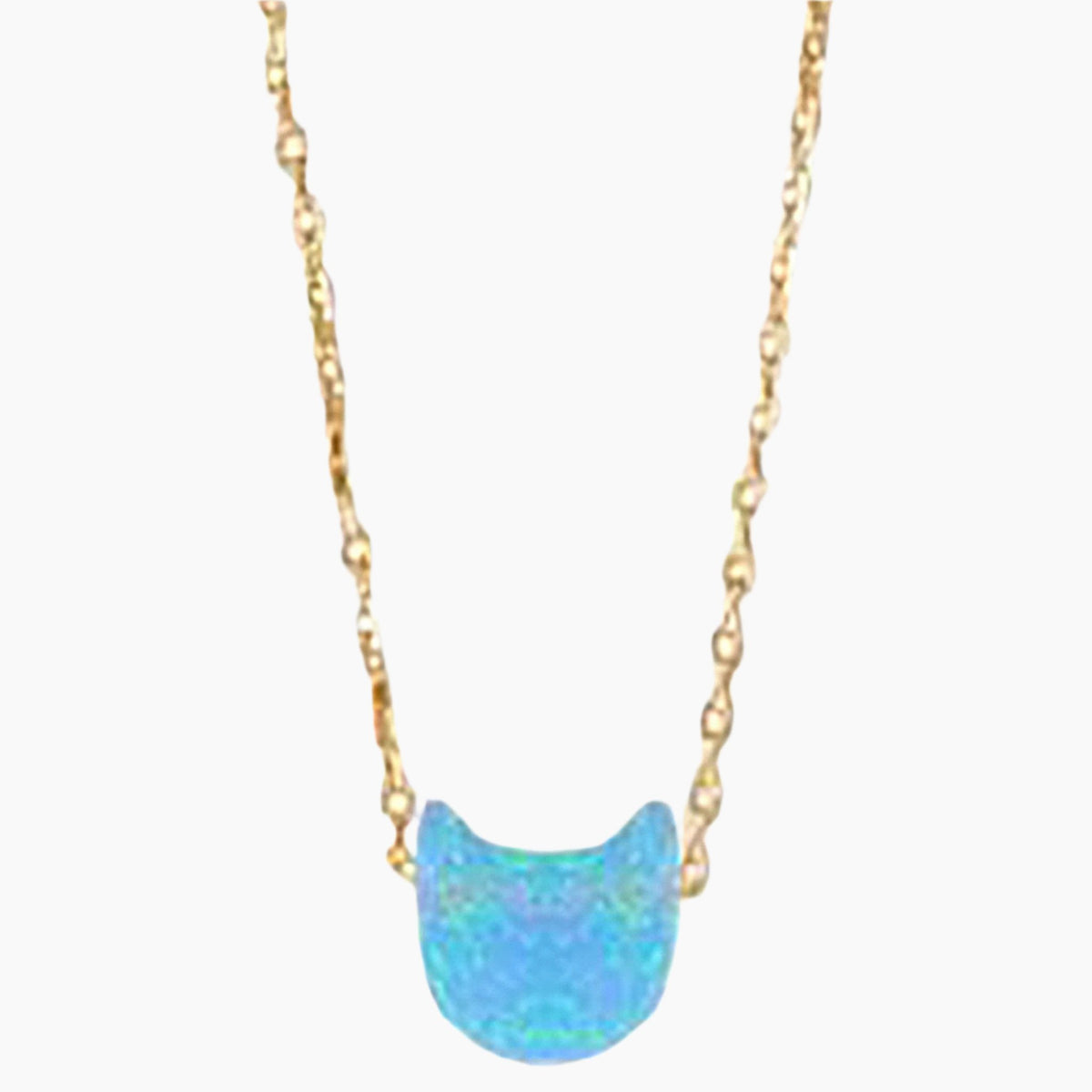 Kitty Shape Opal Gold Necklace