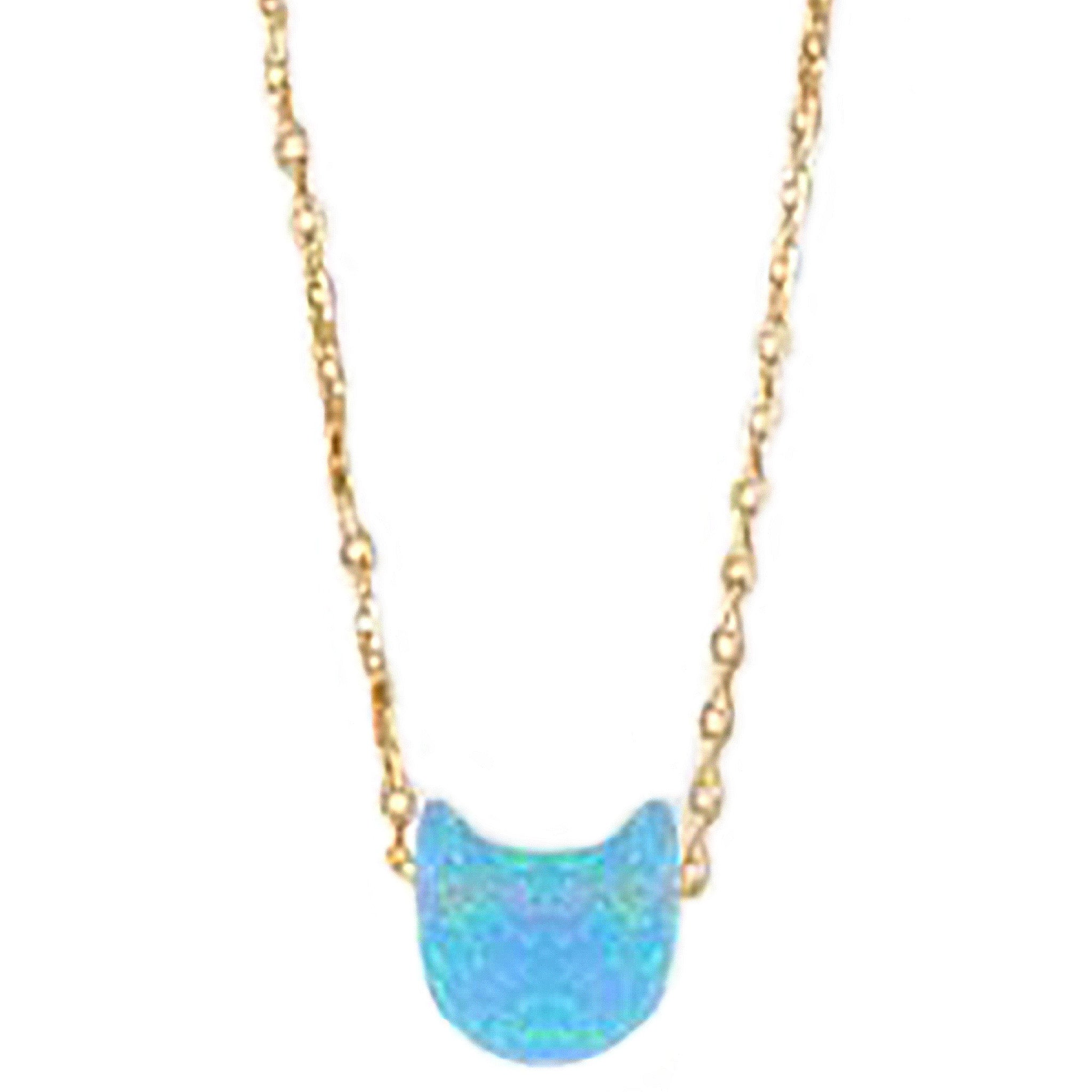 Kitty Shape Opal Gold Necklace