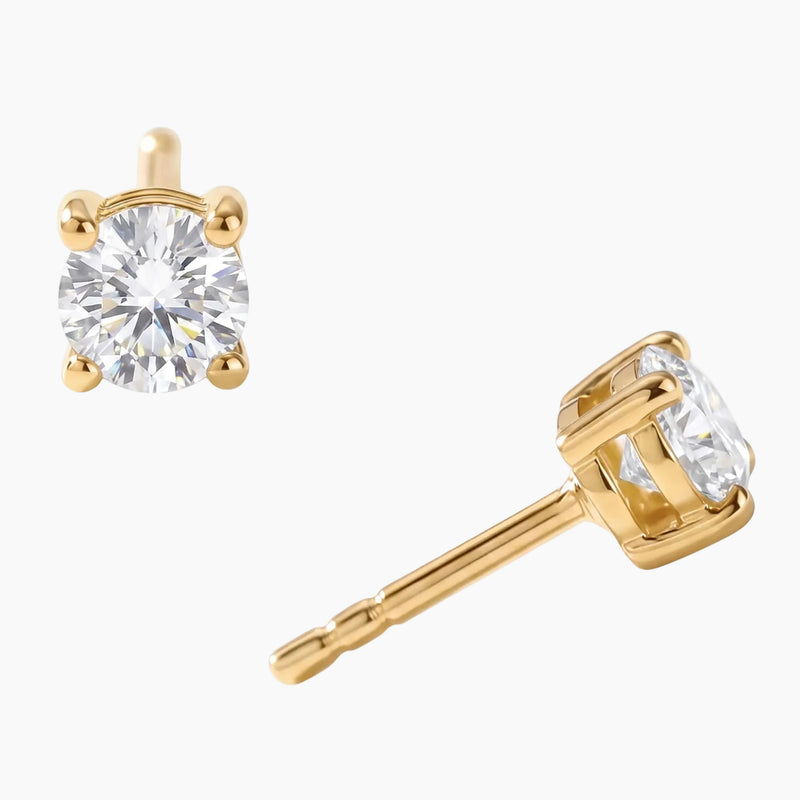 Lab Grown Diamond Solitaire Gold Stud Earrings