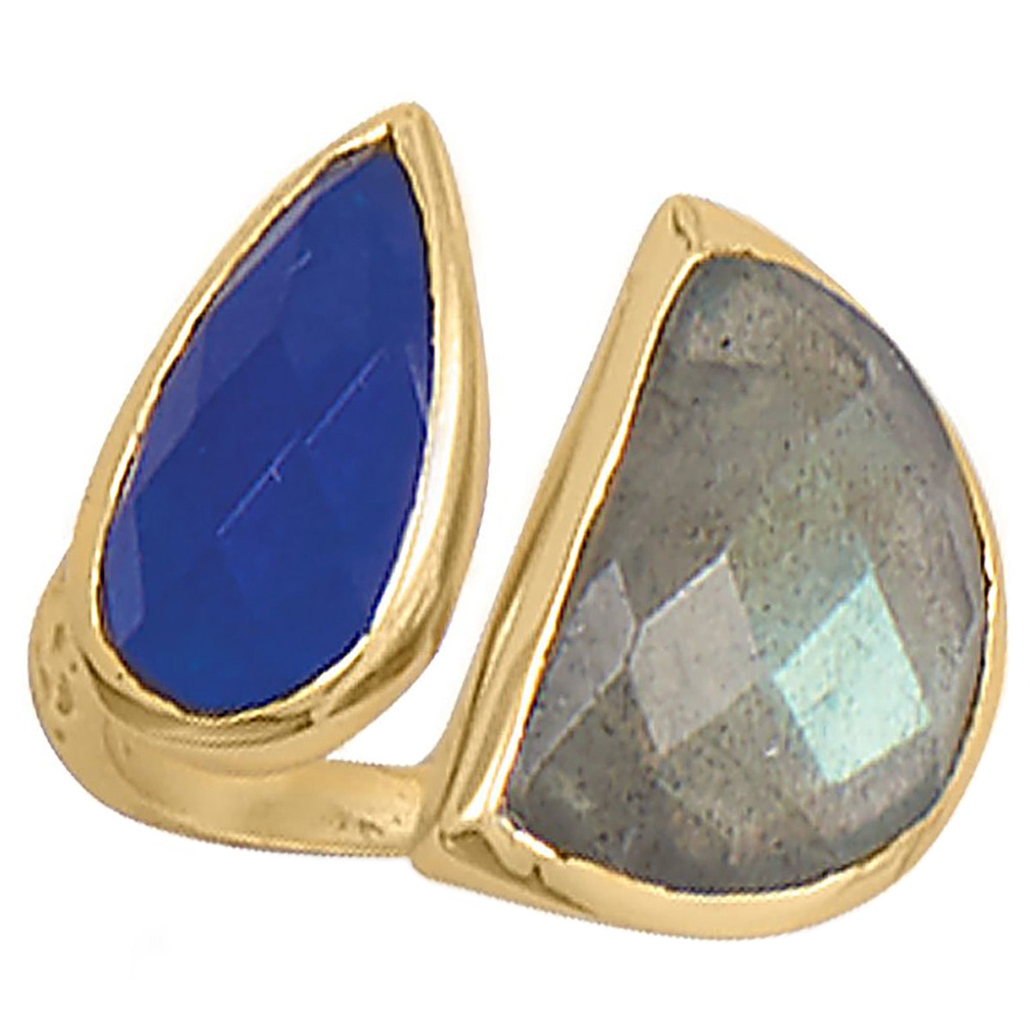 Labradorite and Blue Jade Gold Ring