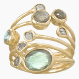 Labradorite and Polki Diamond Gold Ring