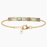 Labradorite and Prasiolite Gold Cuff Bracelet