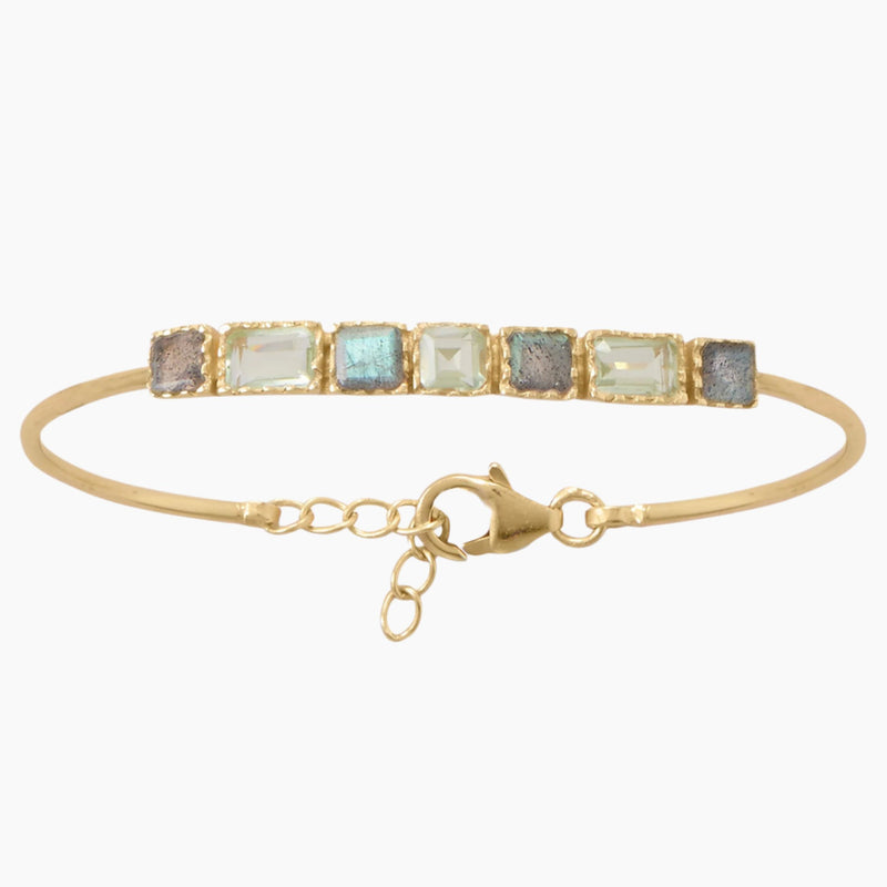Labradorite and Prasiolite Gold Cuff Bracelet