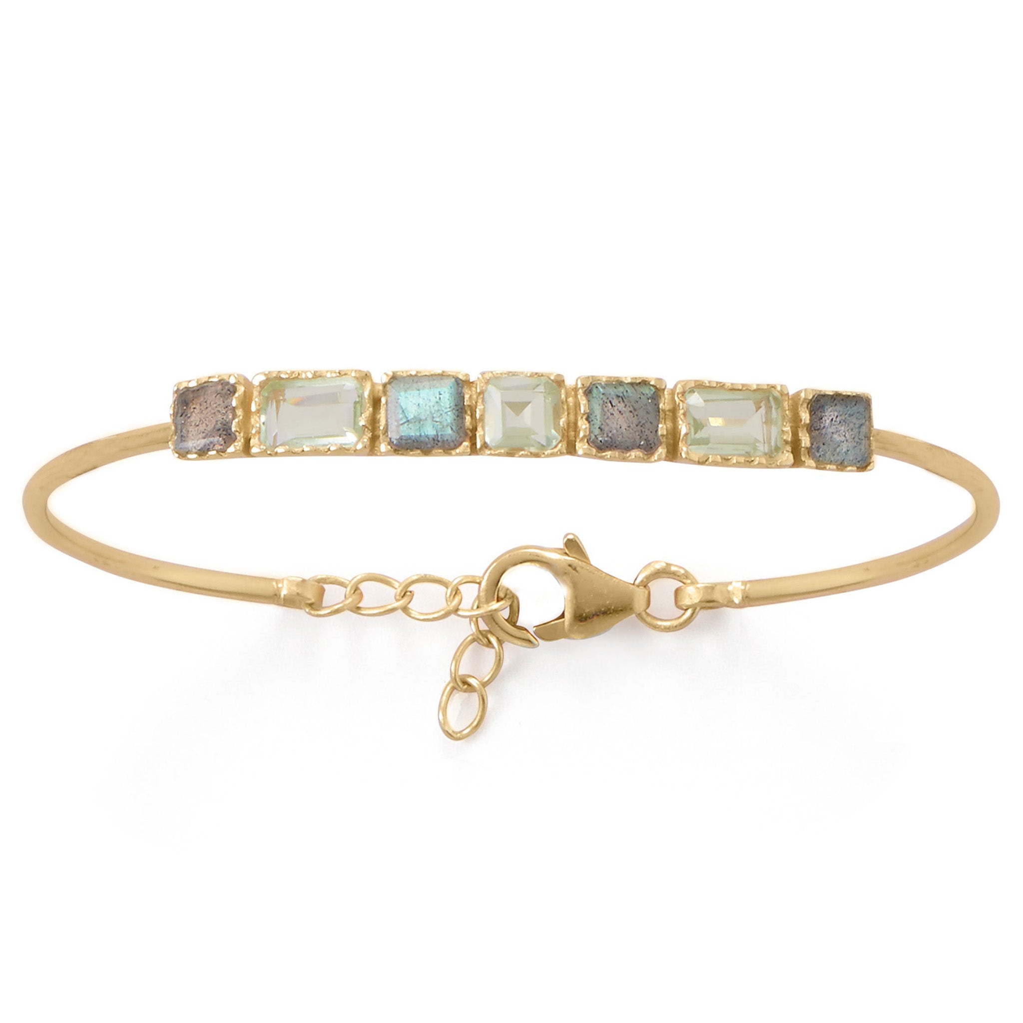 Labradorite and Prasiolite Gold Cuff Bracelet