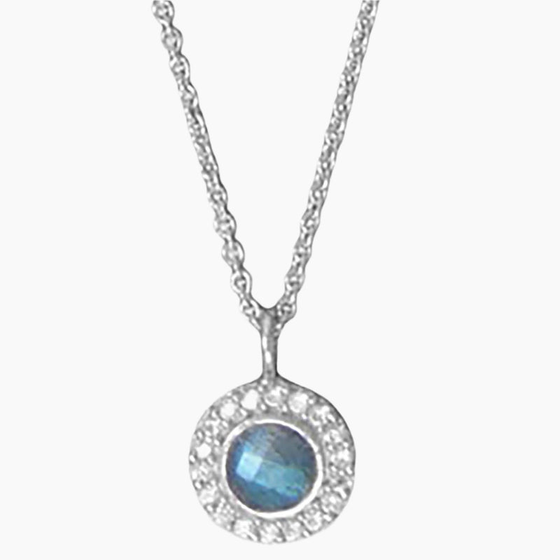 Labradorite and Zirconia Halo Necklace