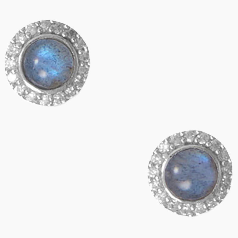 Labradorite and Zirconia Stud Earrings