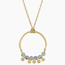 Labradorite Bead with Gold Disk Ring On Chain