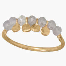 Labradorite Bead with Gold Disk Ring Reverse