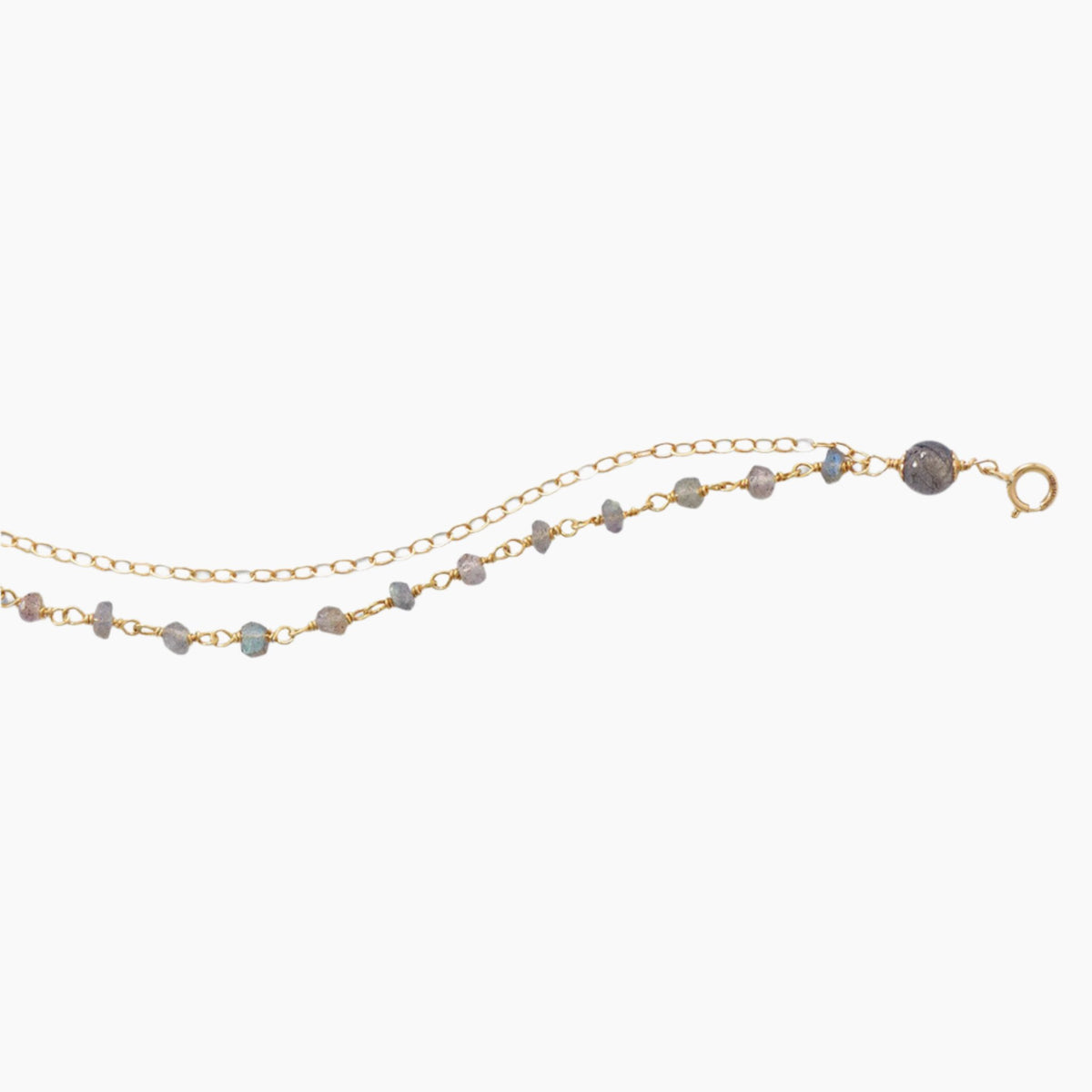 Labradorite Rondelle Bead Bracelet Close Up