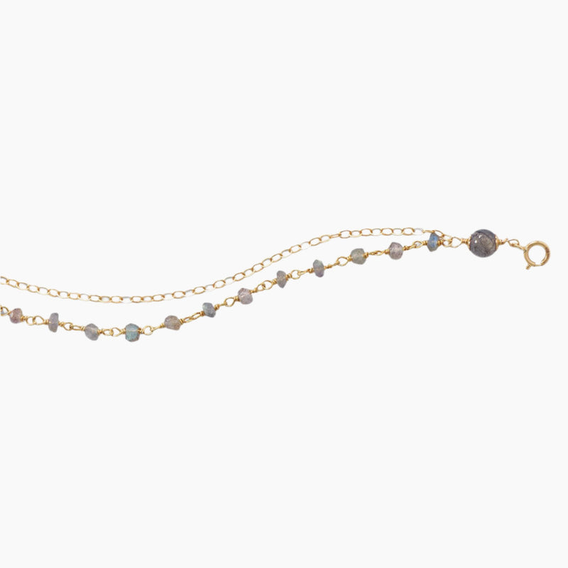 Labradorite Rondelle Bead Bracelet Close Up