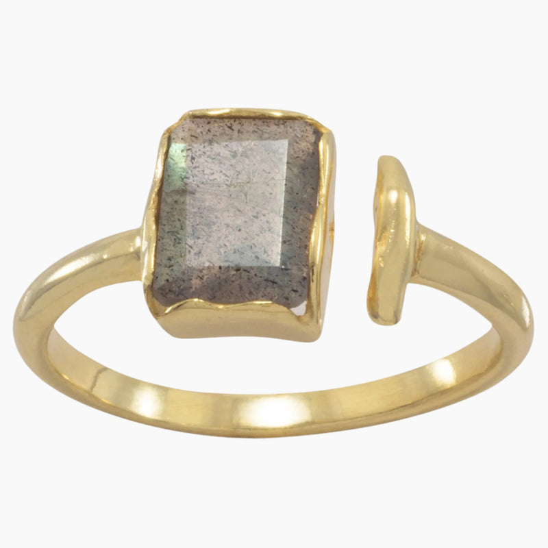 Labradorite Split Band Gold Ring