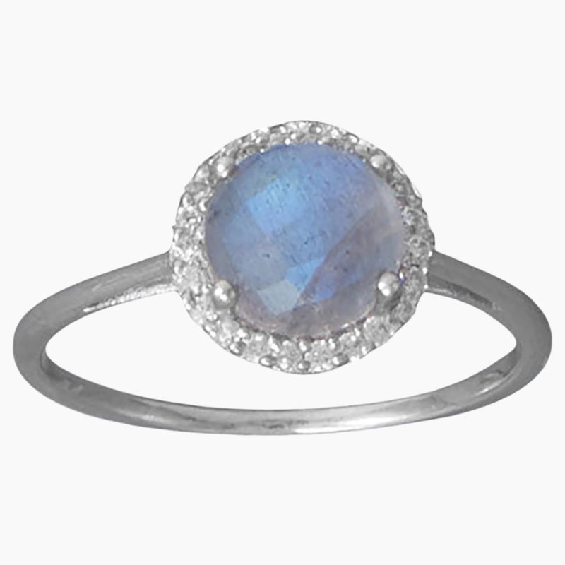 Labradorite with Cubic Zirconia Ring
