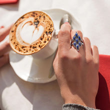Lapis Split Band Ring On Hand