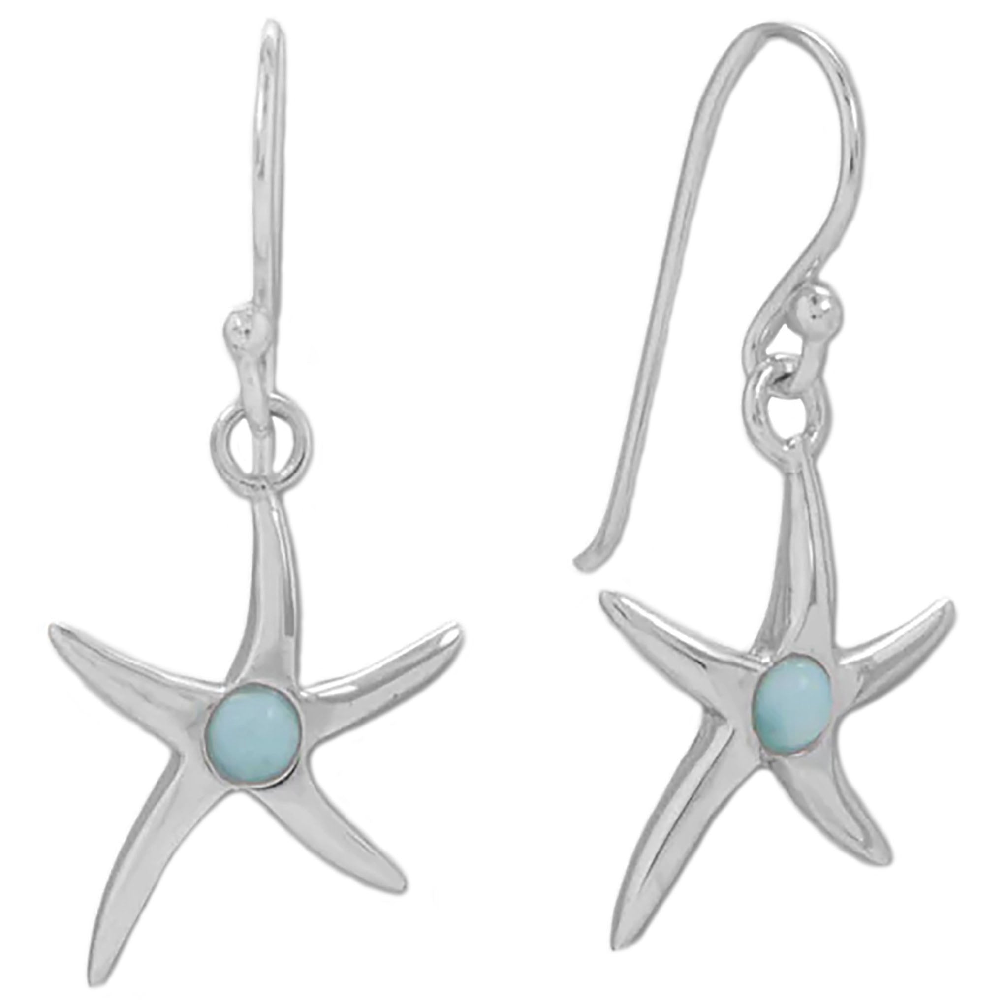 Larimar Accented Starfish Earrings
