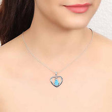 Larimar Heart Shaped Pendant on Neck