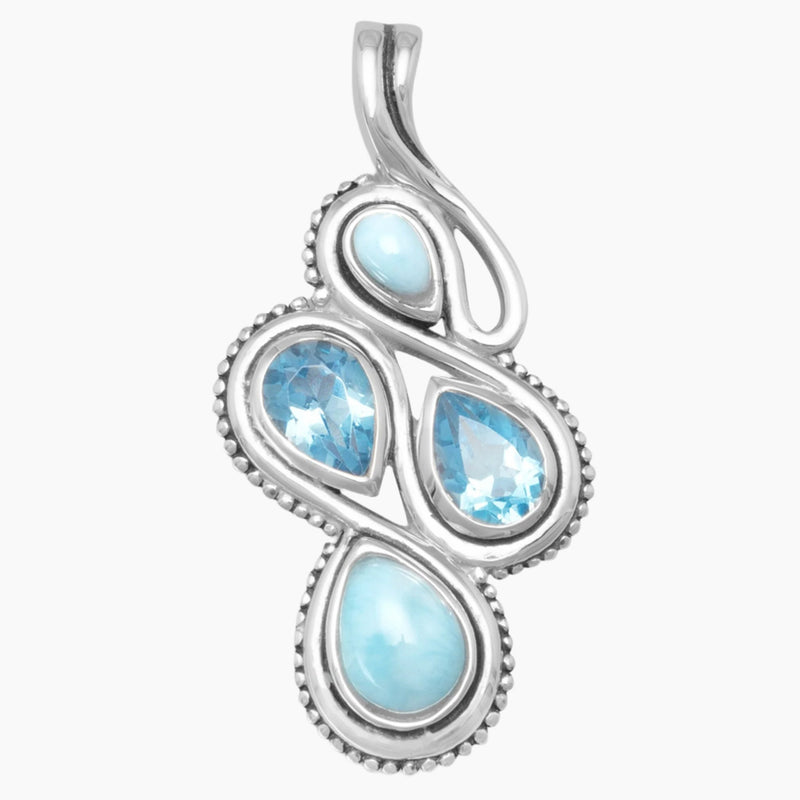 Larimar and Blue Topaz Slide Pendant