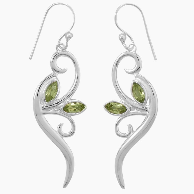 Leaf Design Peridot Earrings