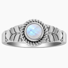 Leaf Design Rainbow Moonstone Ring