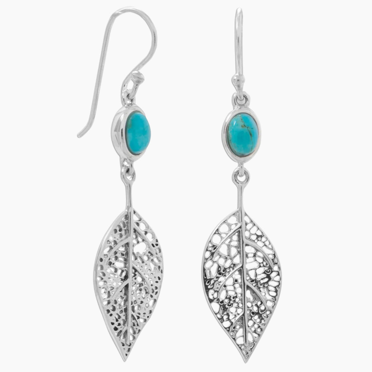 Leaf Design Turquoise Earrings