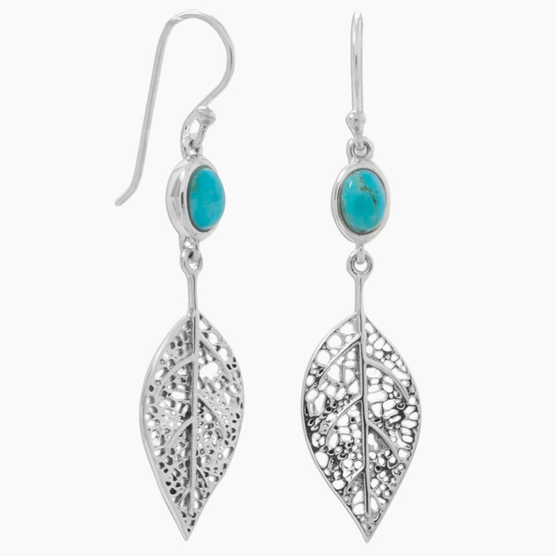 Leaf Design Turquoise Earrings
