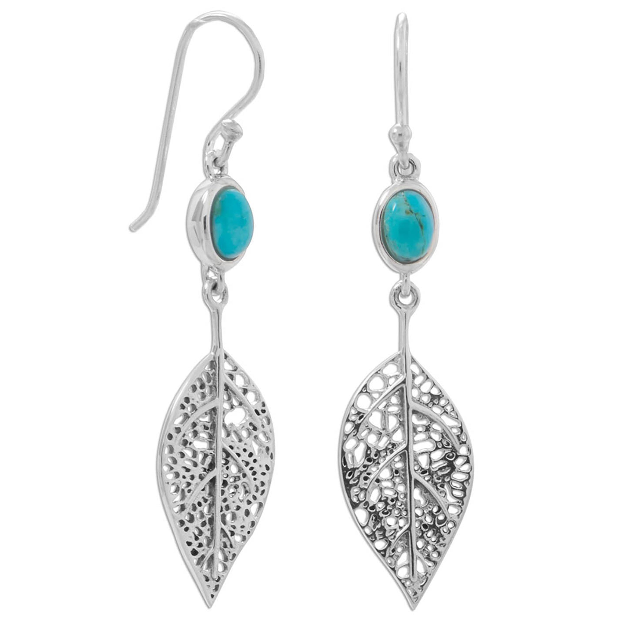Leaf Design Turquoise Earrings