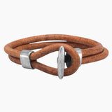 Leather and Silver Tone Bracelet