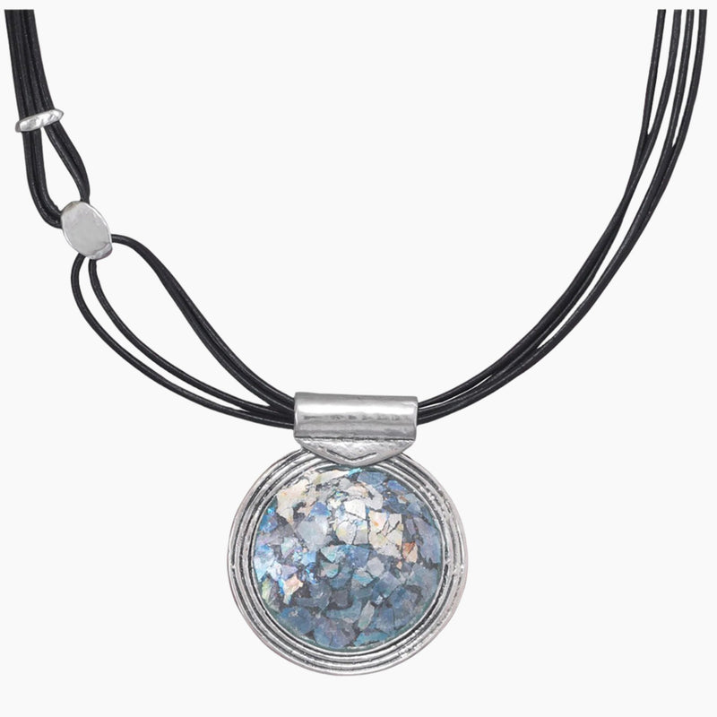 Leather Strand Roman Glass Necklace