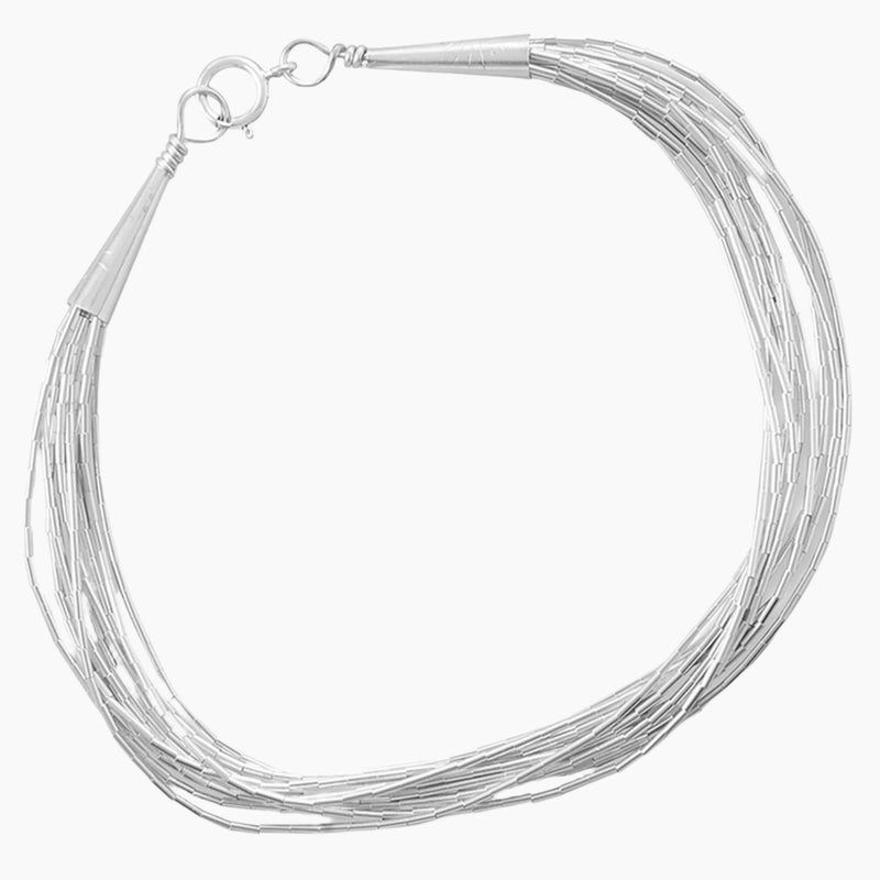 Liquid Silver 10 Strand Chain Full View