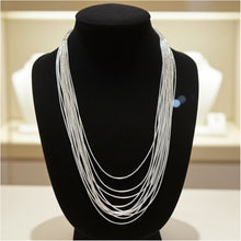 Liquid Silver 10 Strand Chain on Bust Display