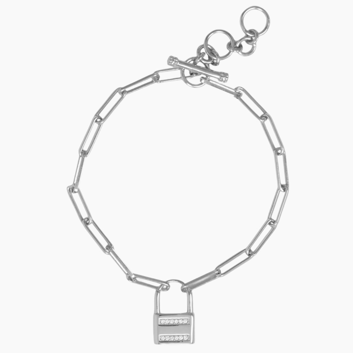 Lock Charm Paperclip Bracelet