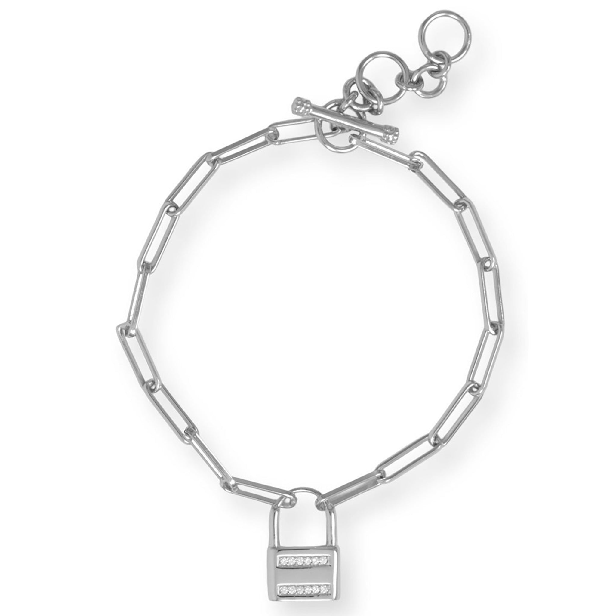 Lock Charm Paperclip Bracelet