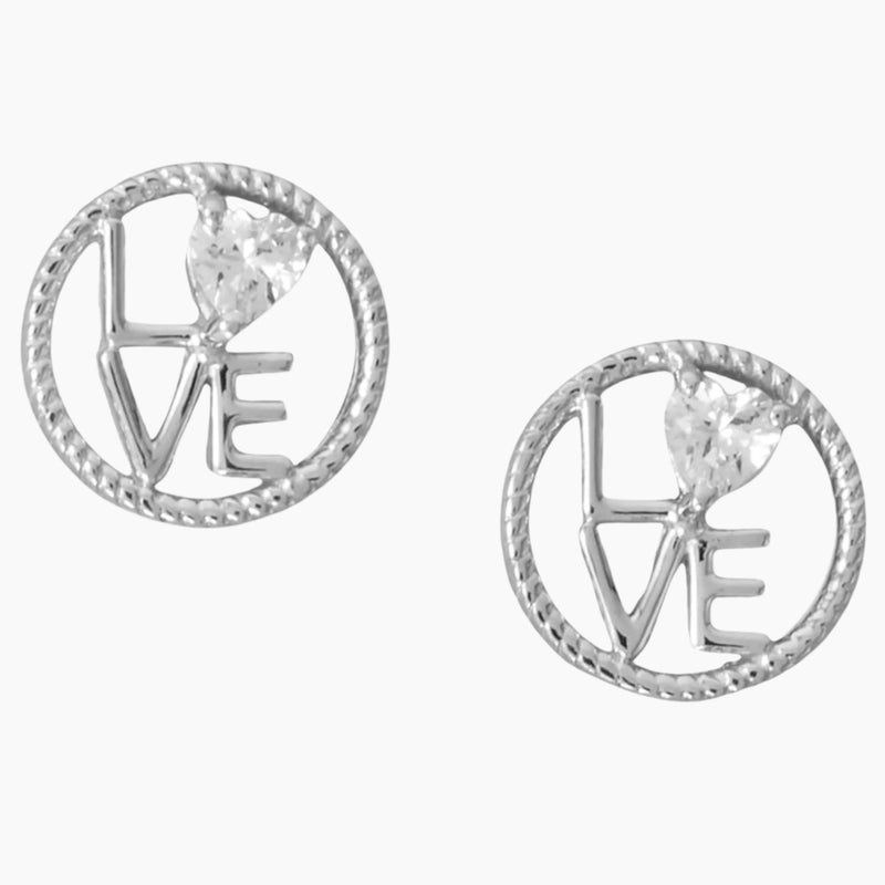 Love with Zirconia Heart Stud Earrings