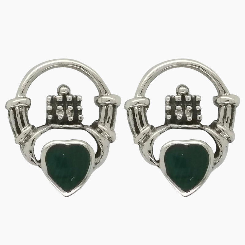 Malachite Claddagh Celtic Earrings