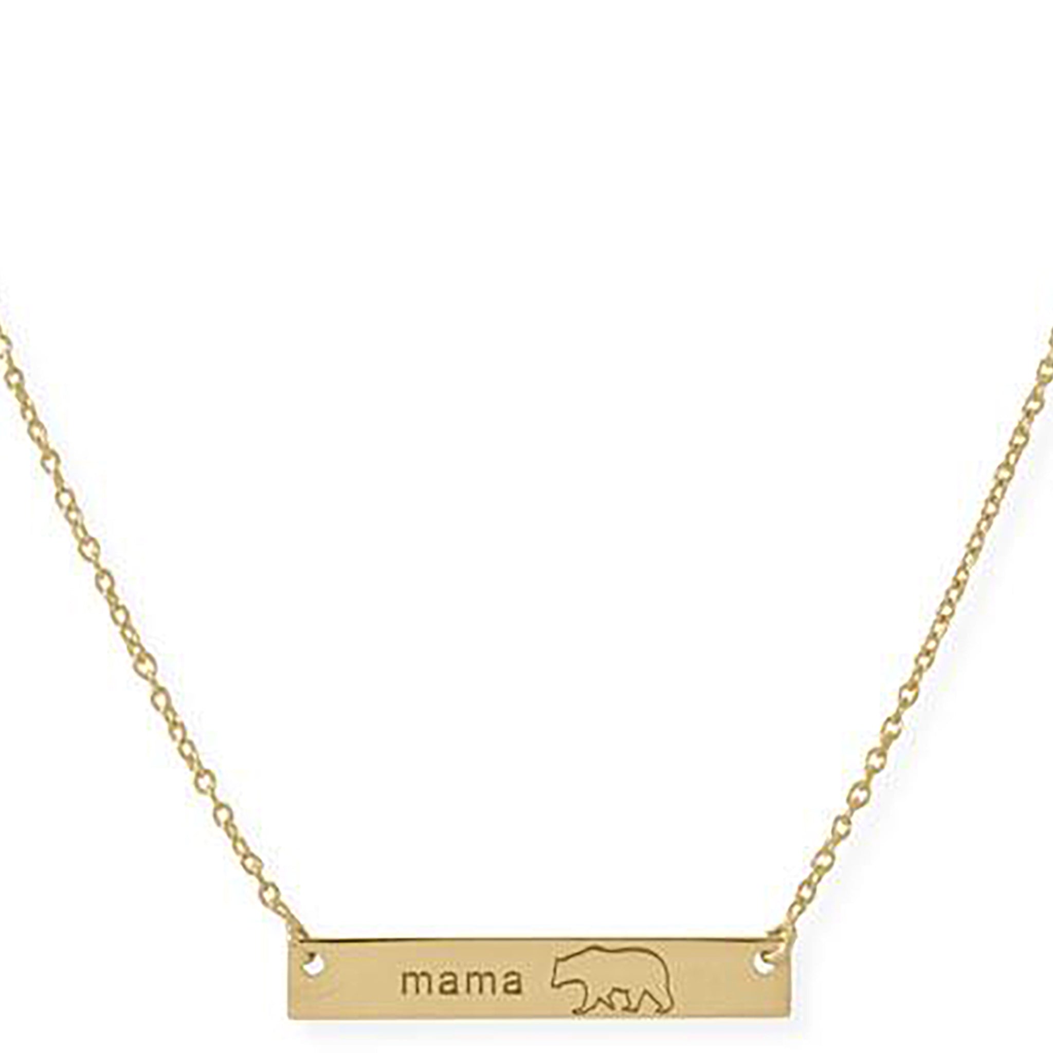 Mama Bear Gold Bar Necklace