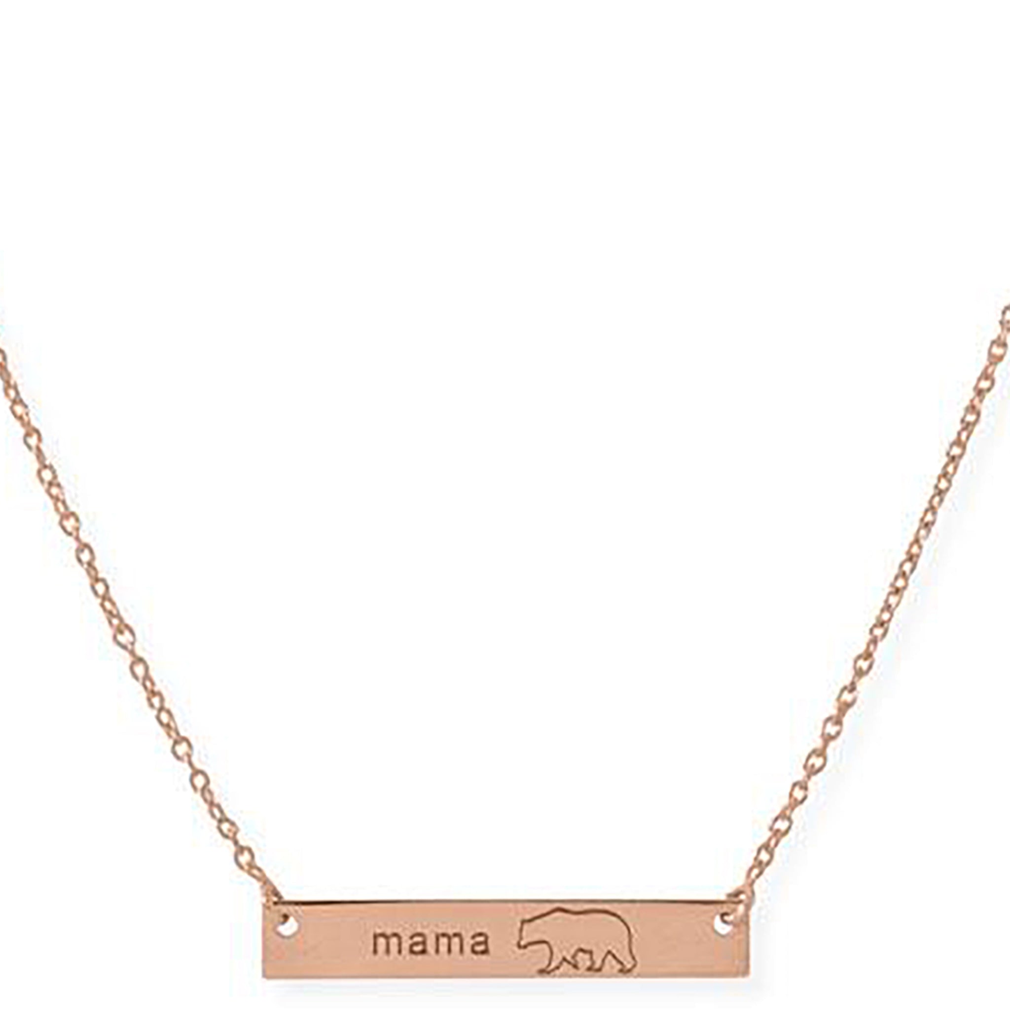 Mama Bear Rose Gold Bar Necklace