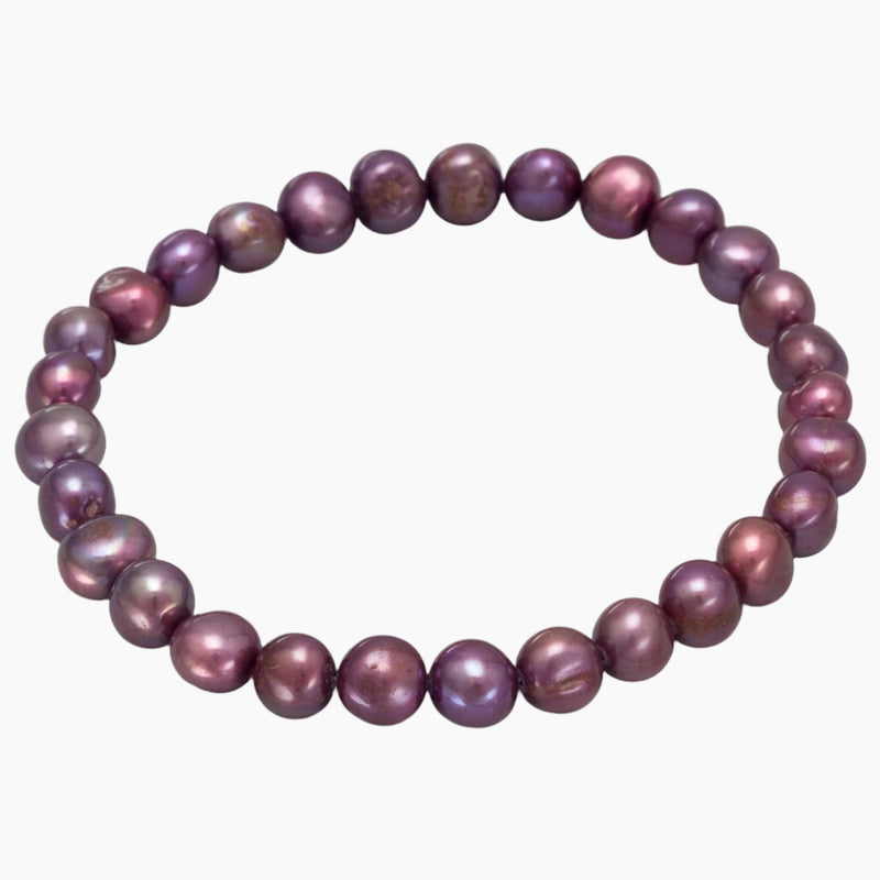 Maroon Freshwater Pearl Stretch Bracelet