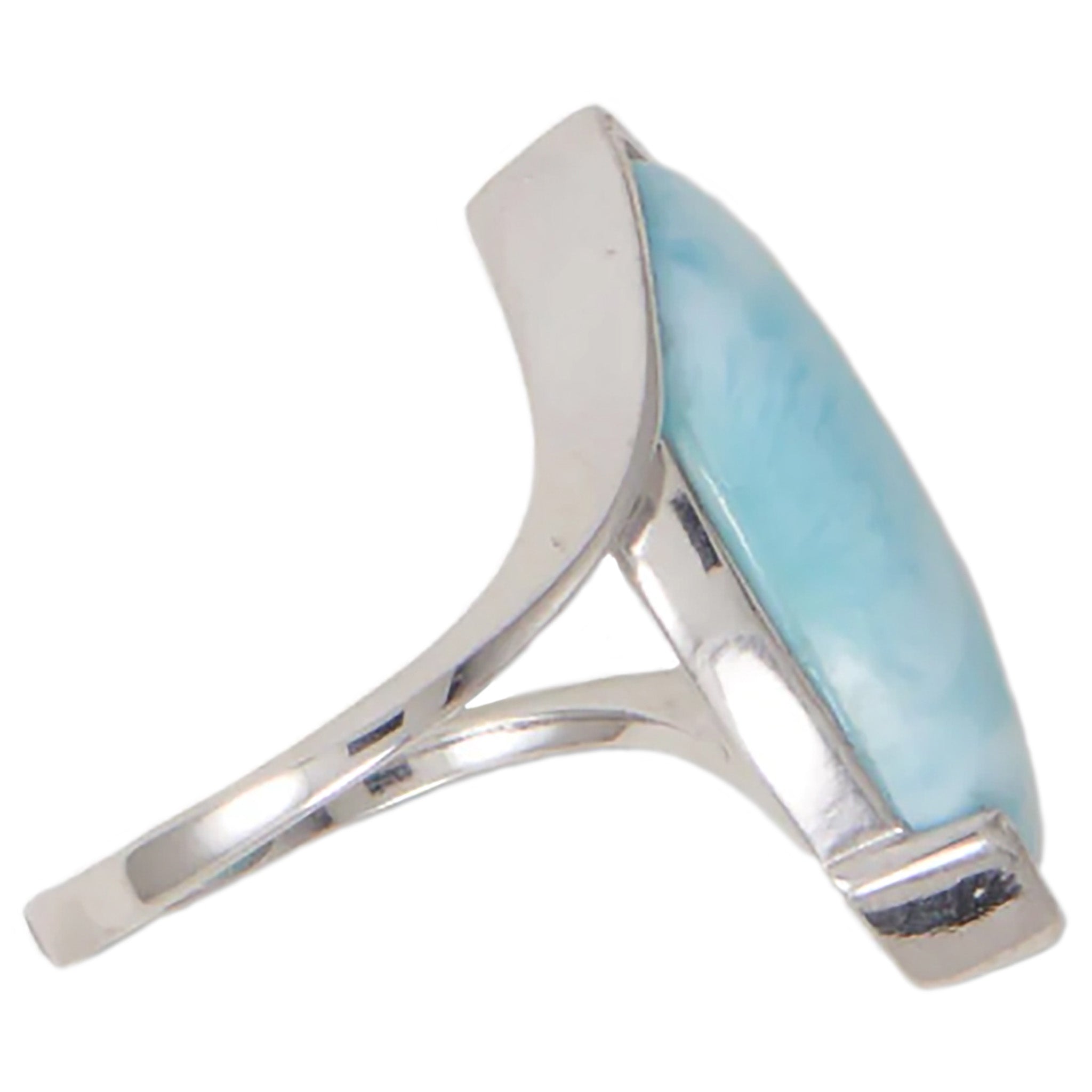 Marquise Shape Larimar Ring Side View