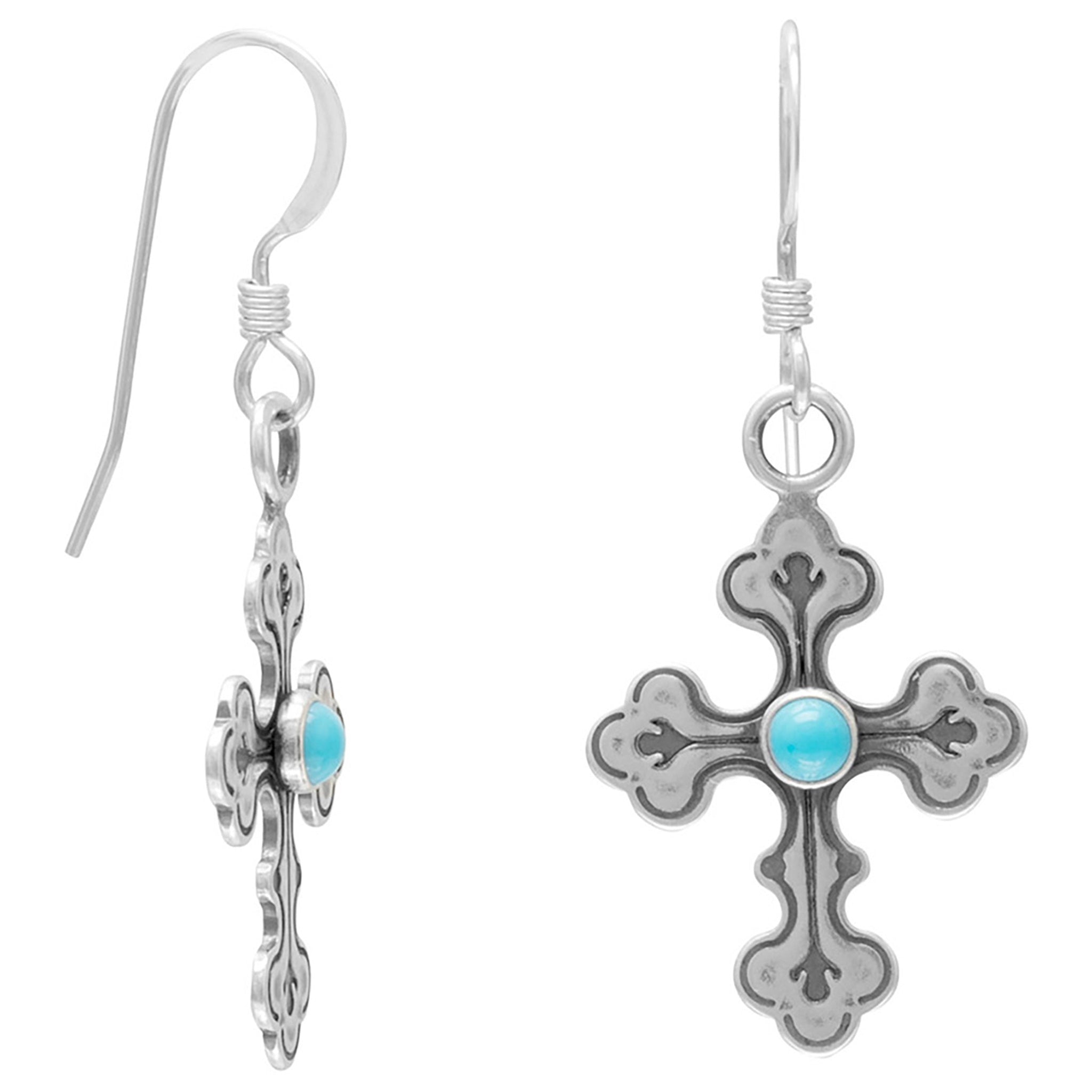 Mexican Turquoise Cross Earrings