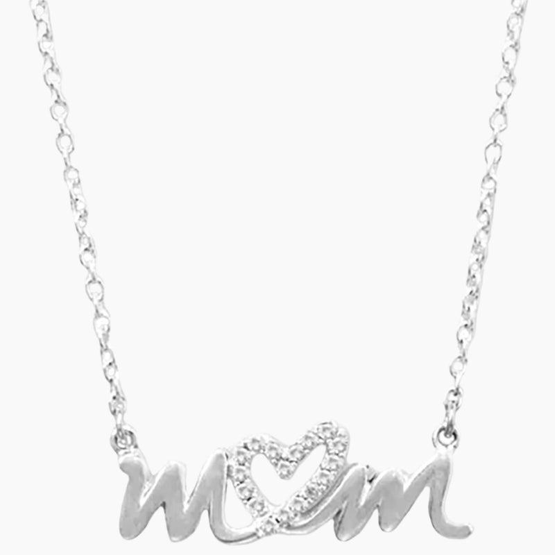 Mom Heart Script Necklace