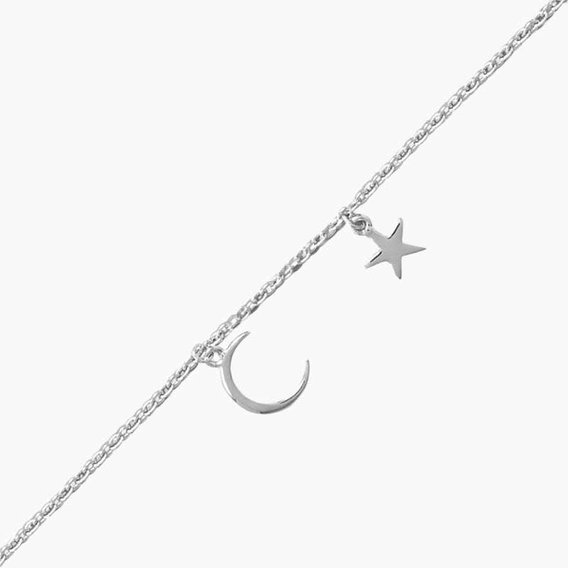 Moon and Star Charm Anklet Close Up