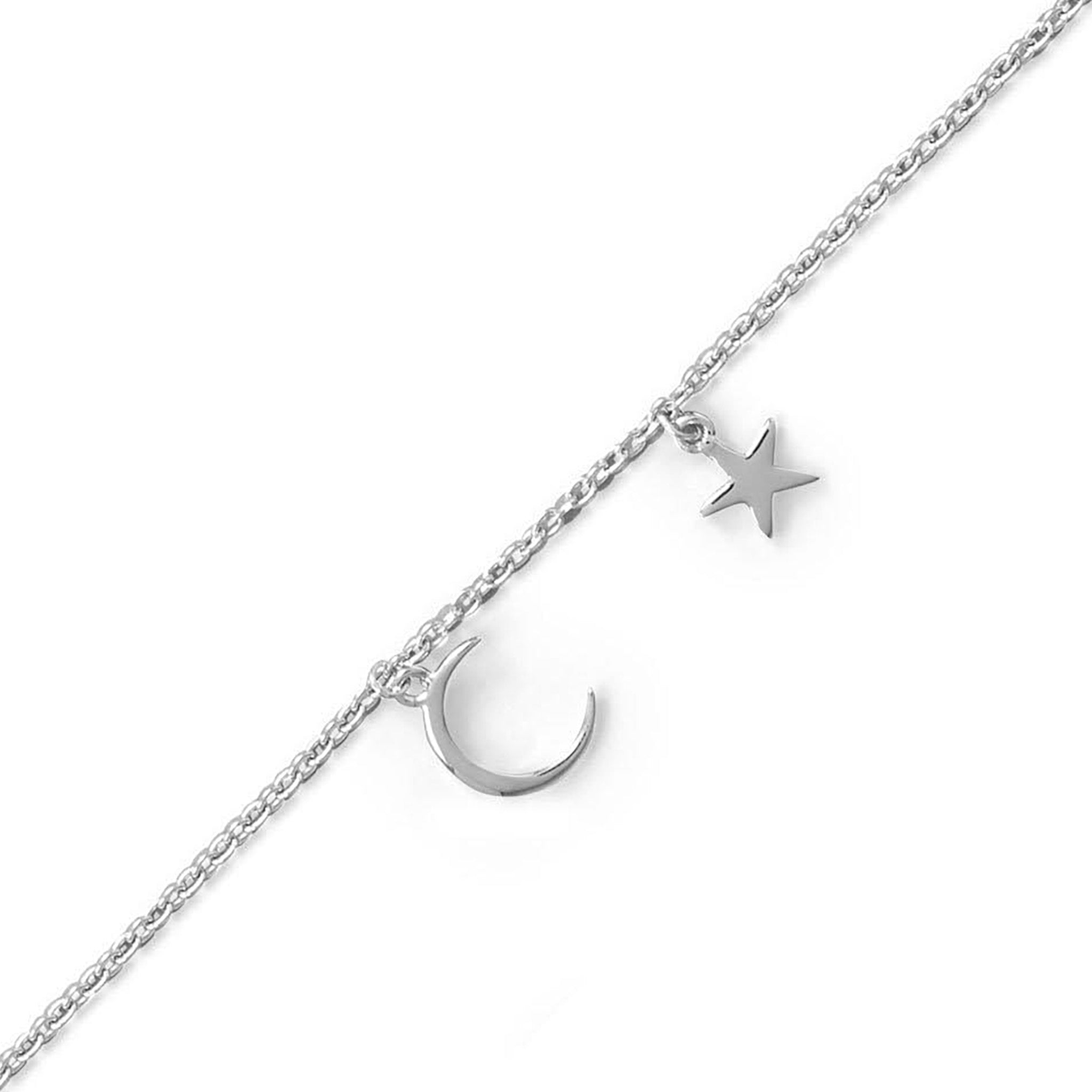 Moon and Star Charm Anklet Close Up