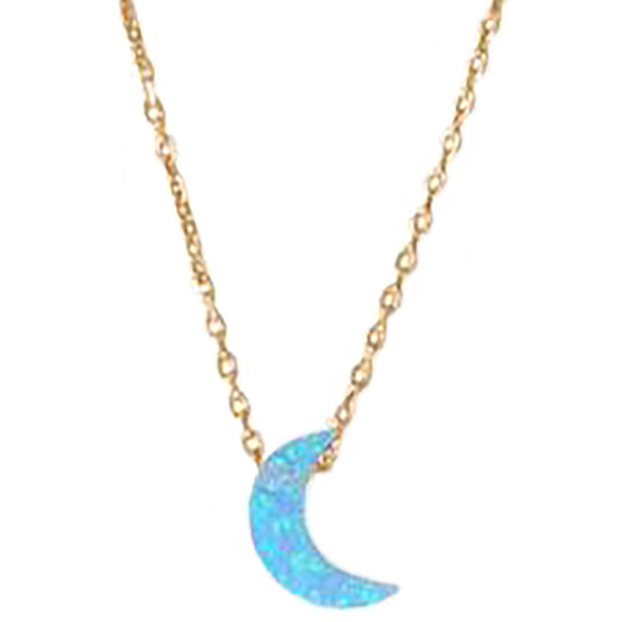 Moon Shape Opal Gold Necklace