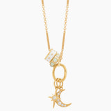 Moon Stars and Sparkles Gold Charm Necklace