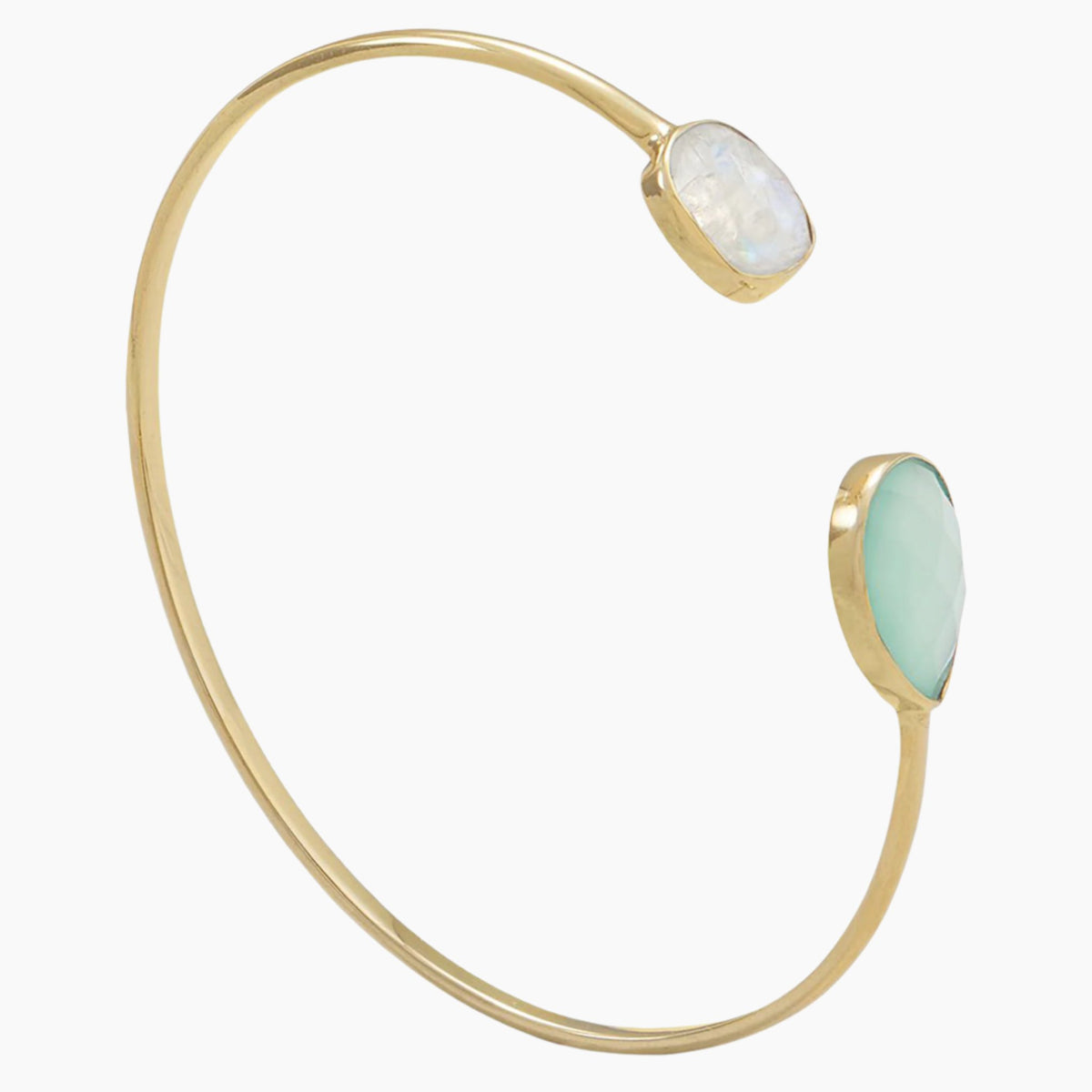 Moonstone and Chalcedony Gold Cuff Bracelet Upright
