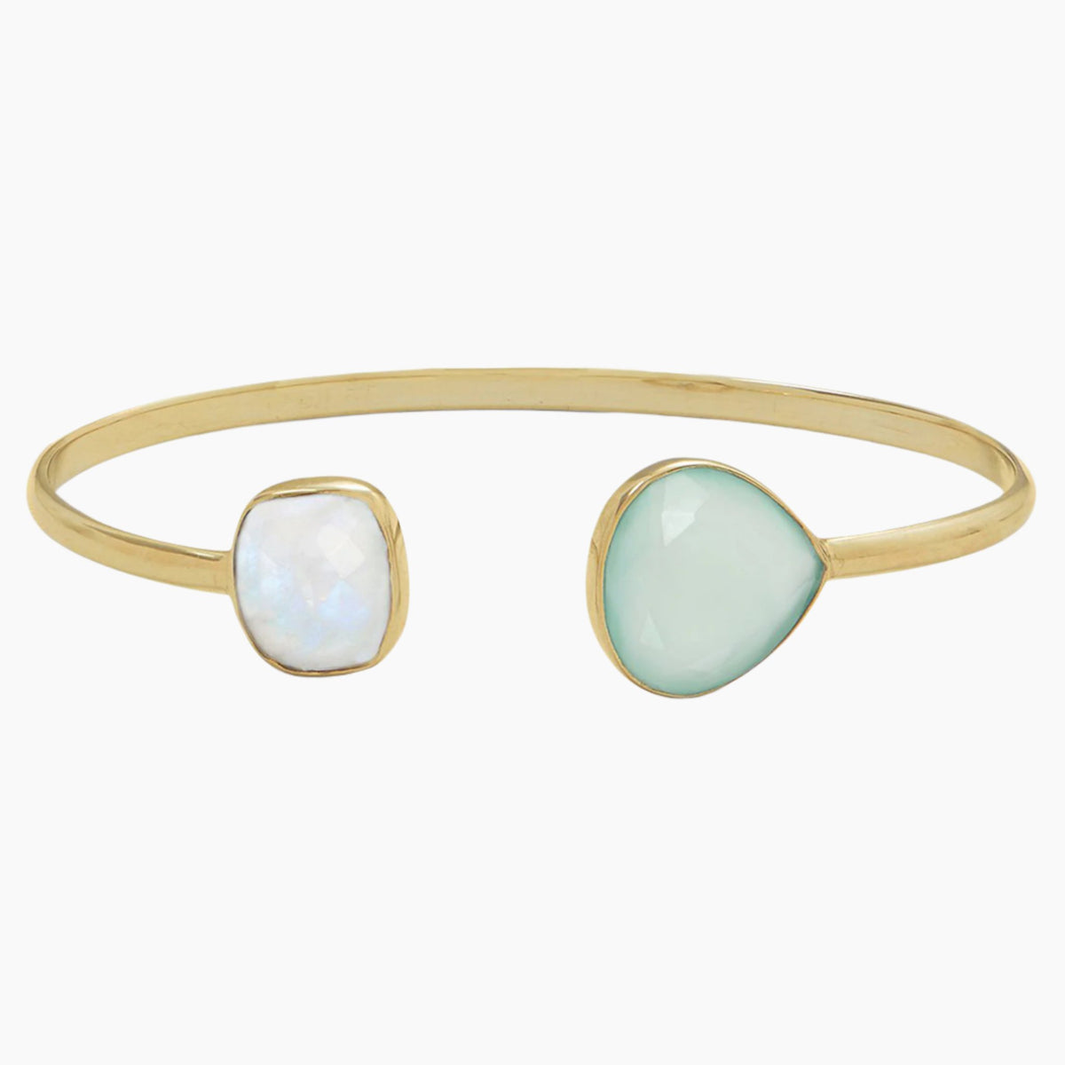 Moonstone and Chalcedony Gold Cuff Bracelet
