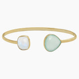 Moonstone and Chalcedony Gold Cuff Bracelet